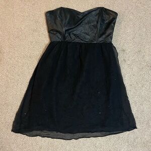 Boundary & Co Black faux leather top and‎ chiffon bottom dress size Medium